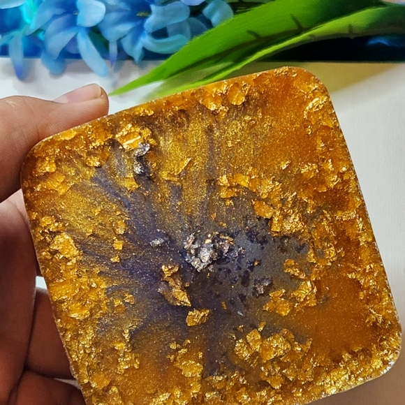 Handmade Gold and Blue Trinket Box - Picture 2 of 4